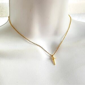 Dainty Gold Christian Cross Pearl Necklace